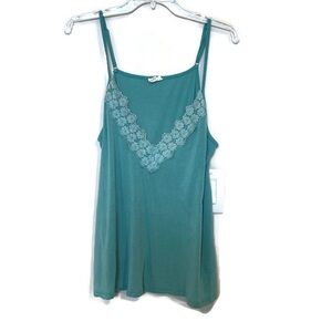 POL Teal Floral Lace V-Neck Camisole